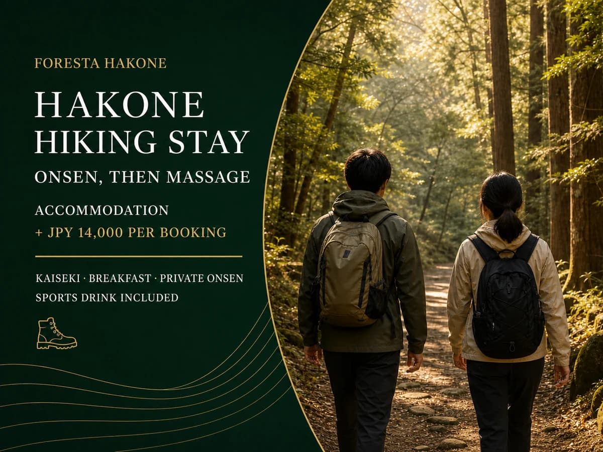 Mt Kintoki trekking stay with a choice of kaiseki or seasonal BBQ, private onsen and a post-onsen massage